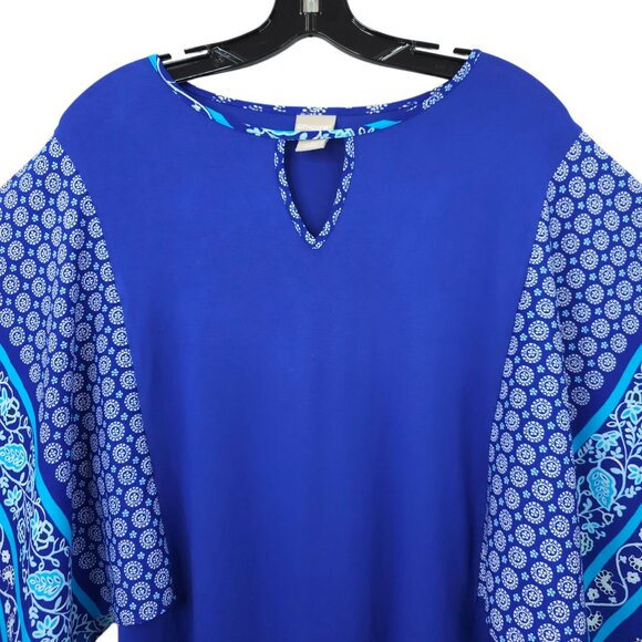 Chicos Pullover Top Womens 2 US L Paisley Handkerchief Batwing Sleeve Keyhole - Picture 9 of 16